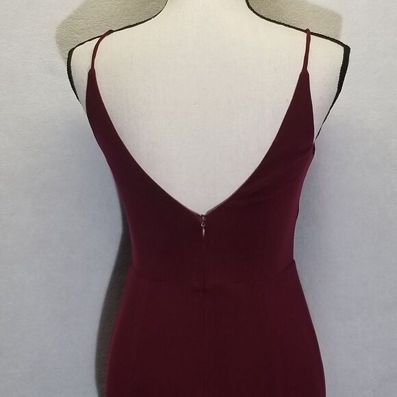 Dear Moon 3 Dress Gown Burgundy Deep V Neck High Slit Stretch Padded Cup Prom - Picture 5 of 9